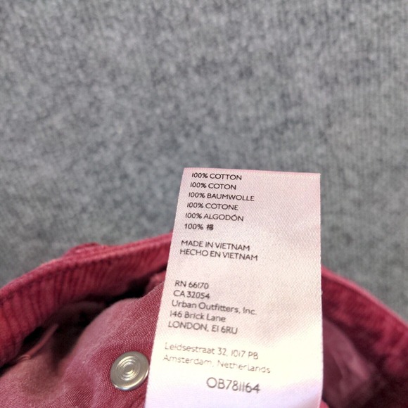 BDG Women's High Rise Corduroy Mom Jeans Red Size 27 Cotton 5-Pocket - Picture 10 of 12